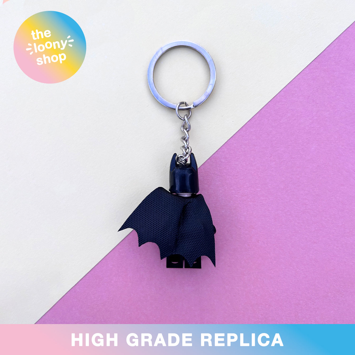 Batman Yellow Belt Inspired Minifigure Keyring MOC Brick Keychain