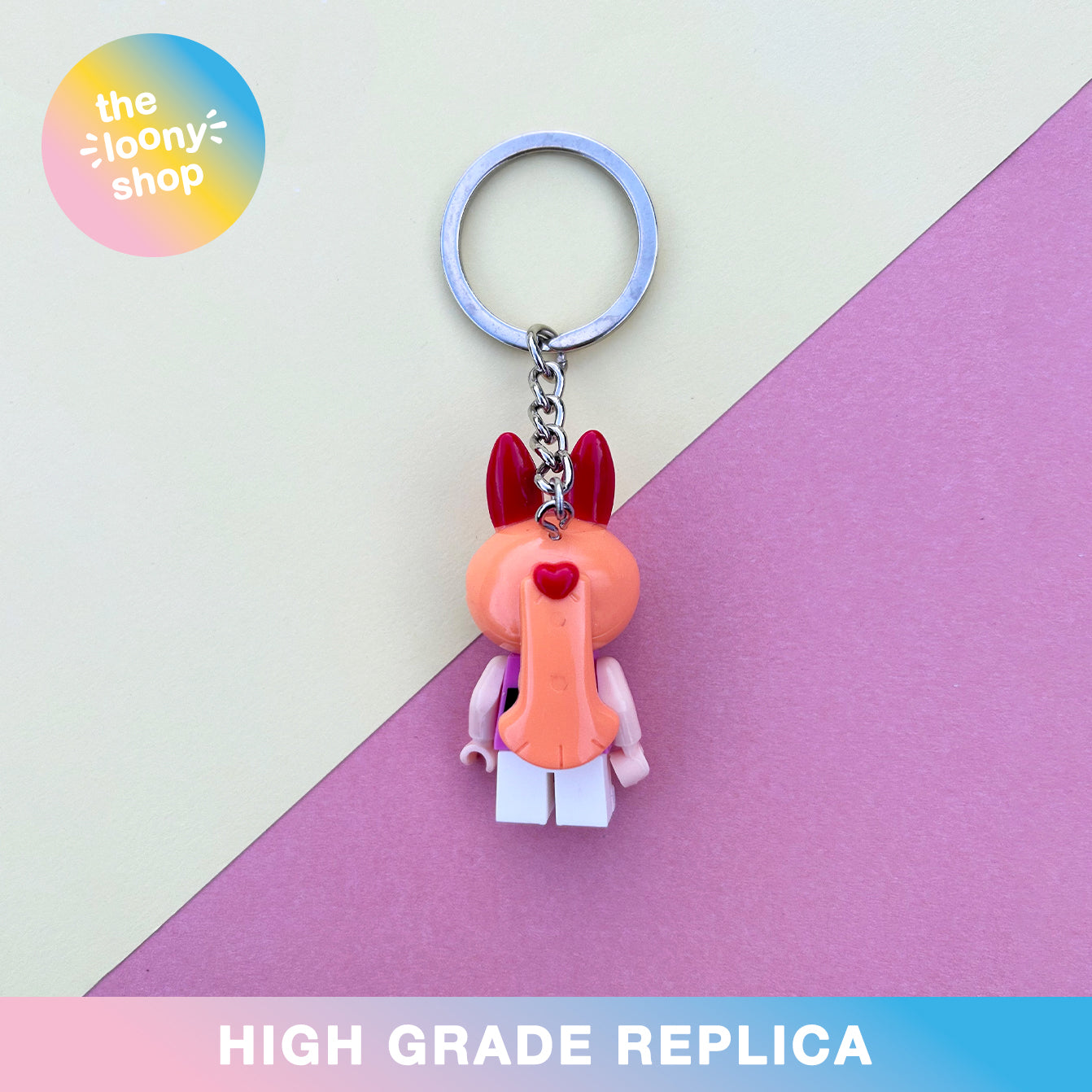 Blossom Powerpuff Girls Inspired Minifigure Keyring MOC Brick Keychain
