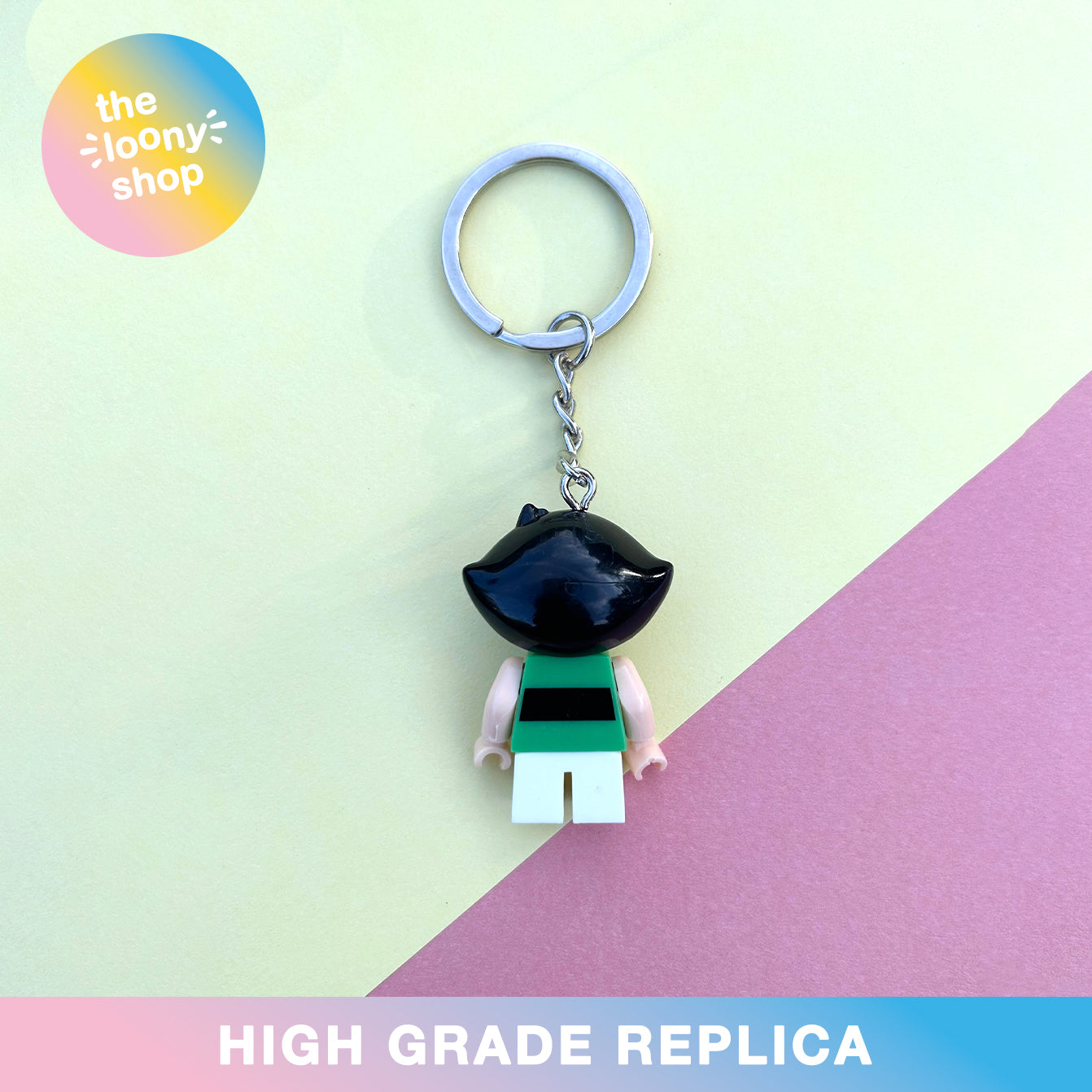 Buttercup Powerpuff Girls Inspired Minifigure Keyring MOC Brick Keychain