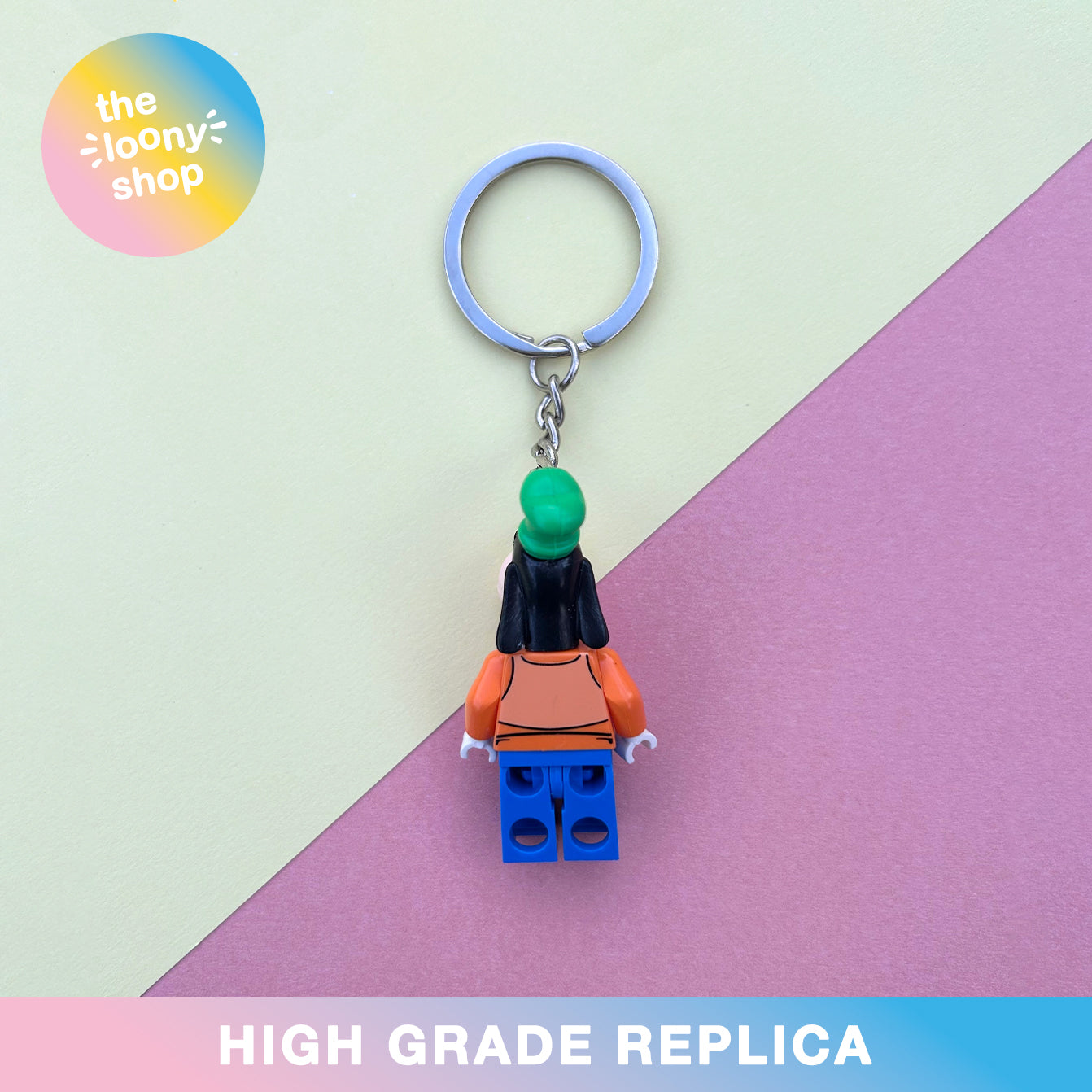 Goofy Inspired Minifigure Keyring MOC Brick Keychain
