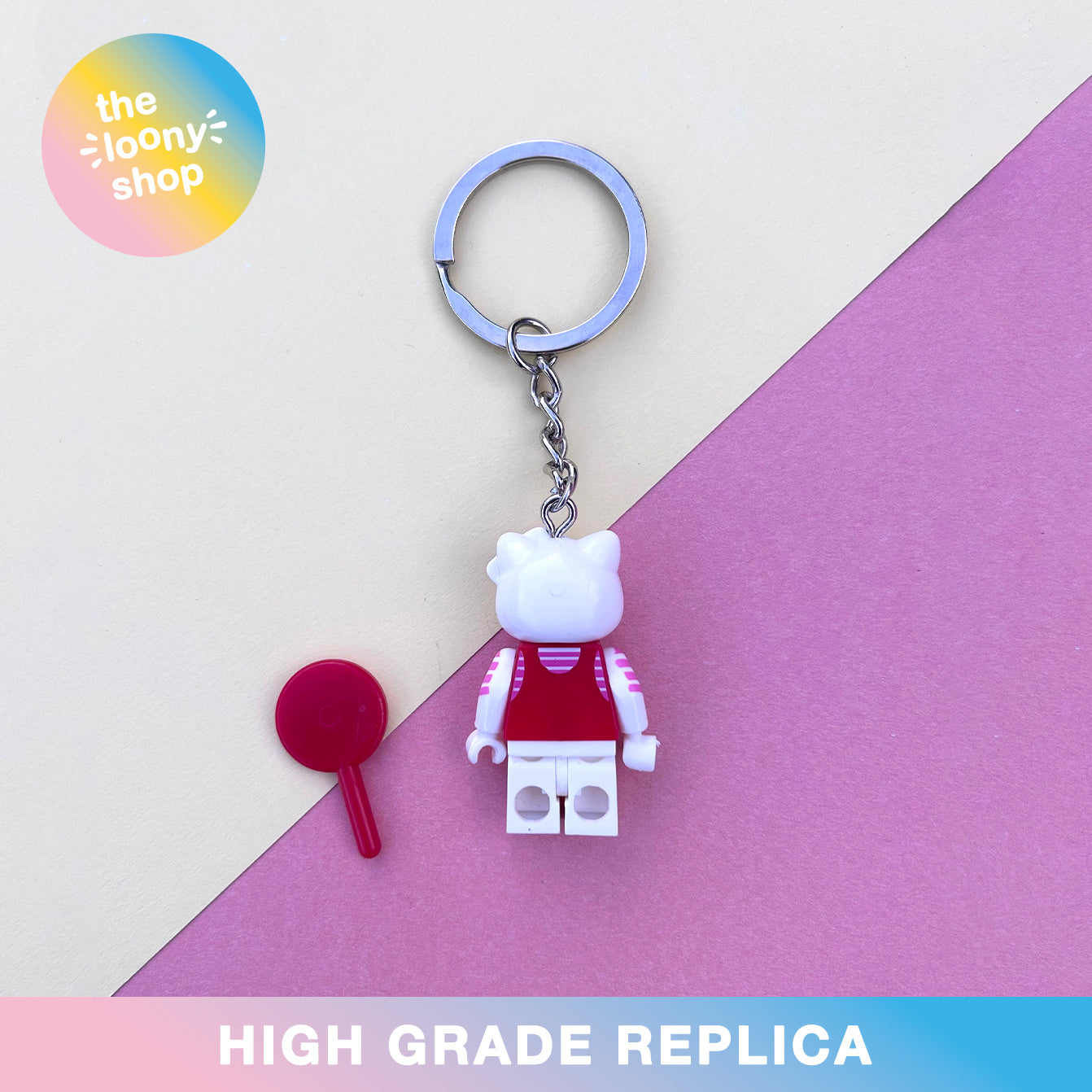 Hello Kitty - Red Inspired Minifigure Keyring MOC Brick Keychain