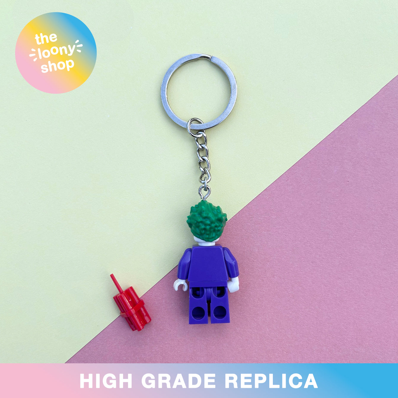 Joker Inspired Minifigure Keyring MOC Brick Keychain