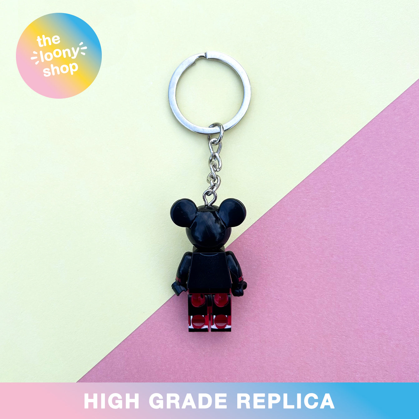 Mickey Mouse Suit Inspired Minifigure Keyring MOC Brick Keychain