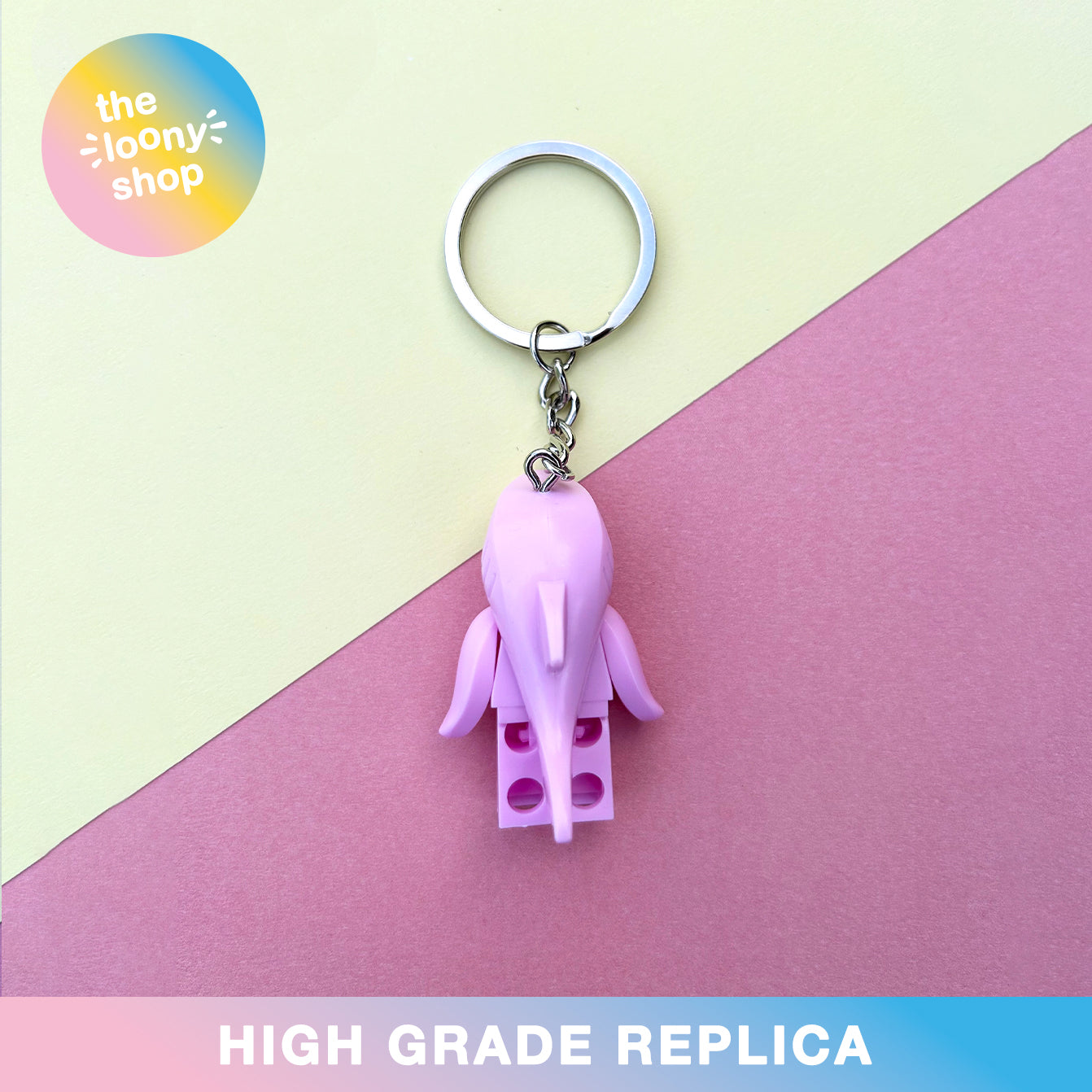 Shark Suit Girl Inspired Minifigure Keyring MOC Brick Keychain