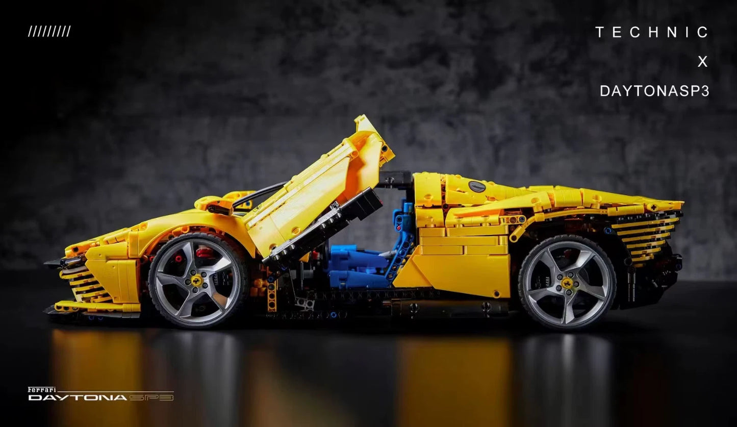 42143 MOC Ferrari Daytona Yellow SP3 Building Blocks MOC Technic 3778pcs