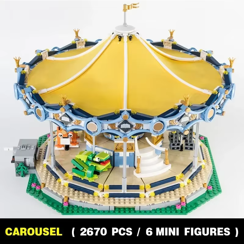 10257 MOC Carousel w/ Motor & 6 Figures Building Blocks 2670pcs Creator Expert