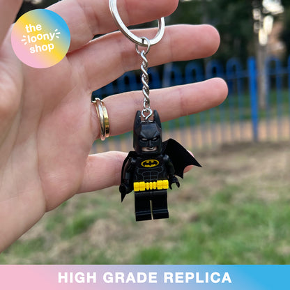Batman Yellow Belt Inspired Minifigure Keyring MOC Brick Keychain
