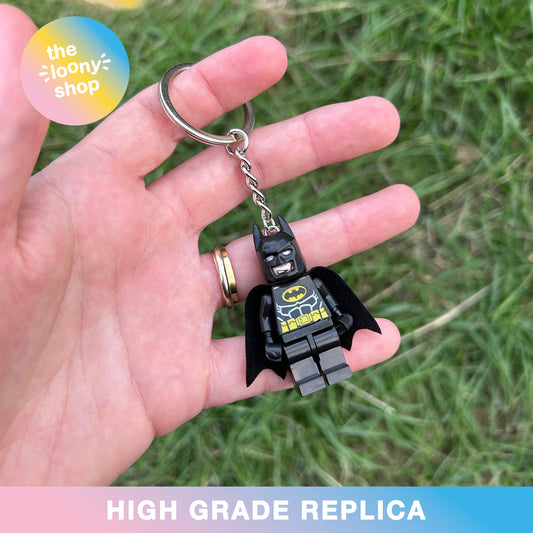 Batman Inspired Minifigure Keyring MOC Brick Keychain