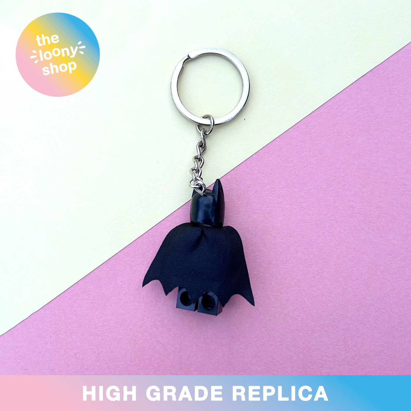 Batman Inspired Minifigure Keyring MOC Brick Keychain