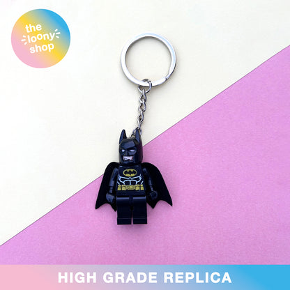 Batman Inspired Minifigure Keyring MOC Brick Keychain