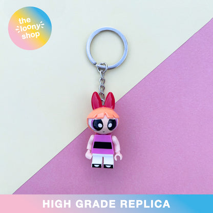 Blossom Powerpuff Girls Inspired Minifigure Keyring MOC Brick Keychain