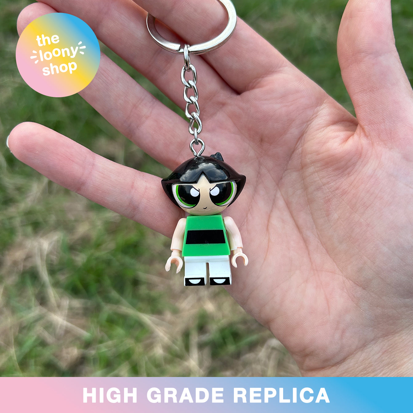 Buttercup Powerpuff Girls Inspired Minifigure Keyring MOC Brick Keychain