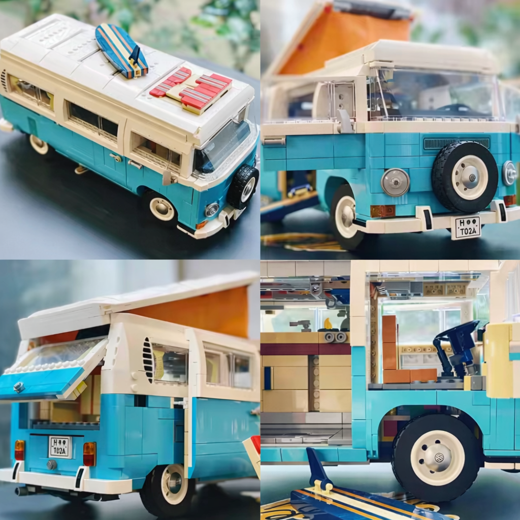 10279 MOC Volkswagen T2 Camper Van Building Blocks Icons 2207pcs