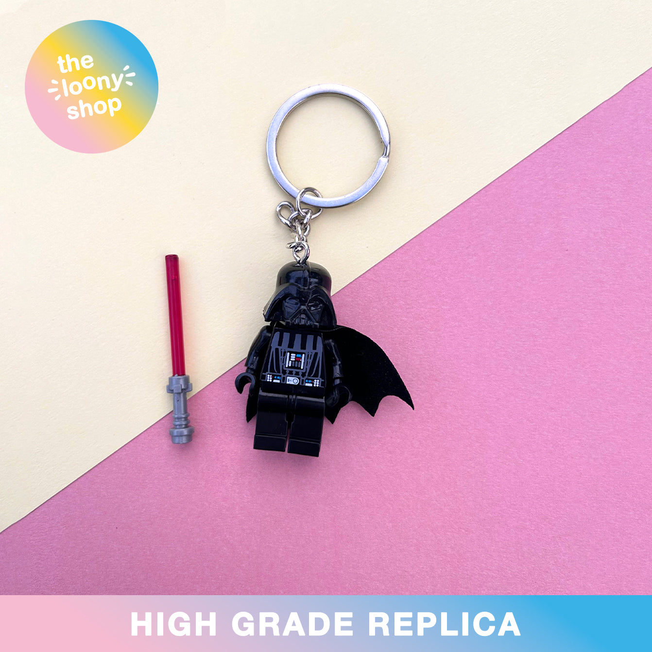 Darth Vader Inspired Minifigure Keyring MOC Brick Keychain