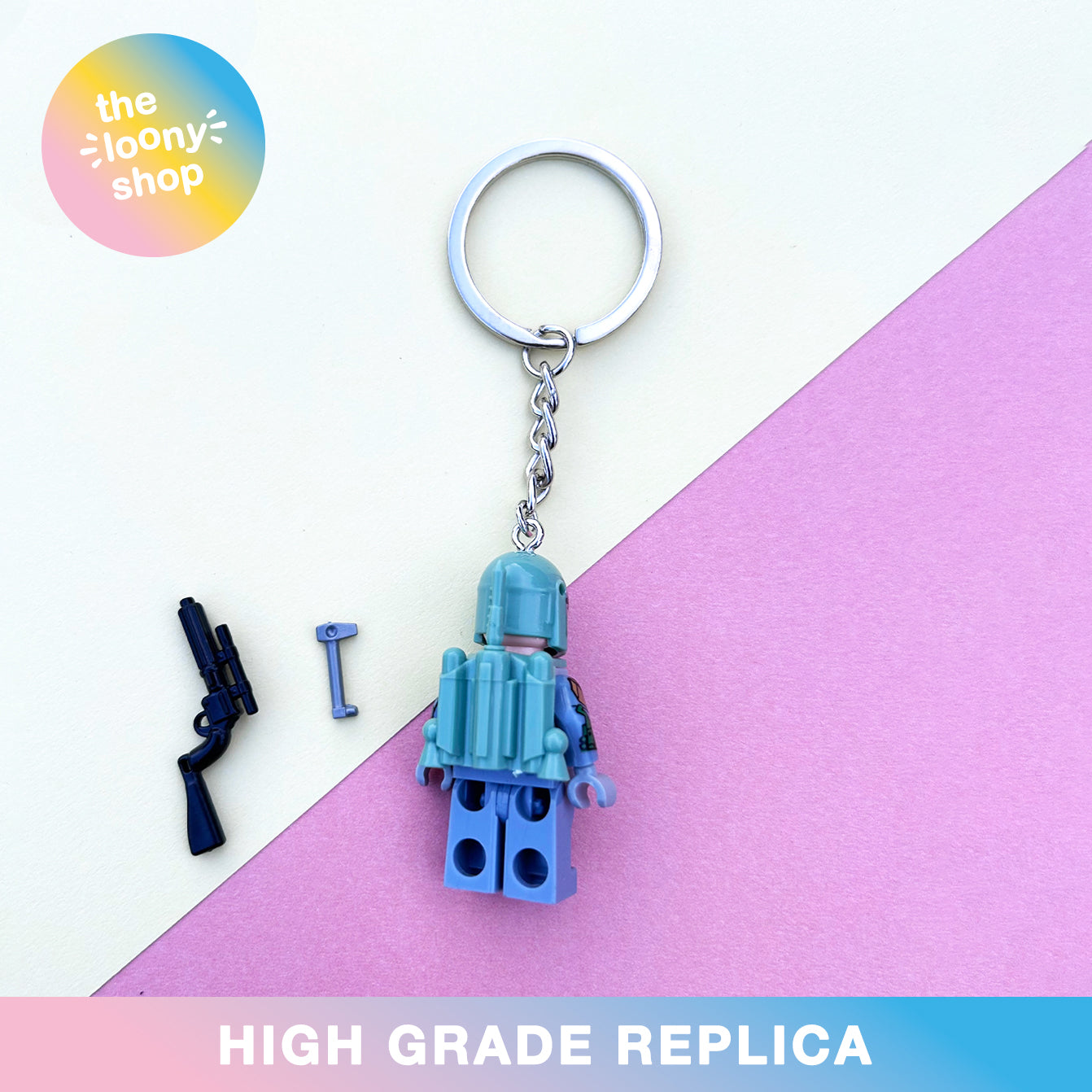 Din Grogu Inspired Minifigure Keyring MOC Brick Keychain