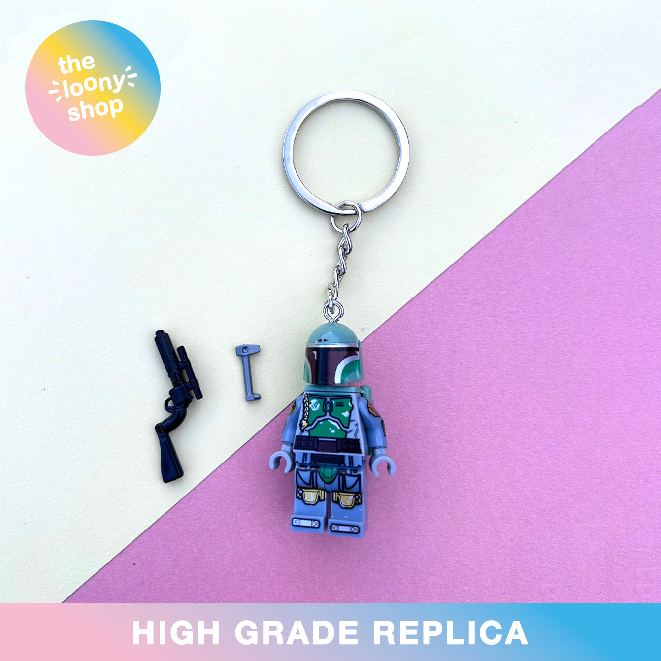 Din Grogu Inspired Minifigure Keyring MOC Brick Keychain