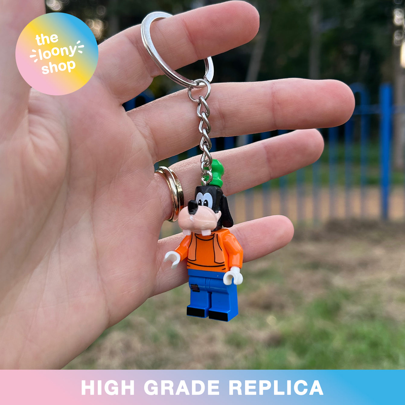 Goofy Inspired Minifigure Keyring MOC Brick Keychain