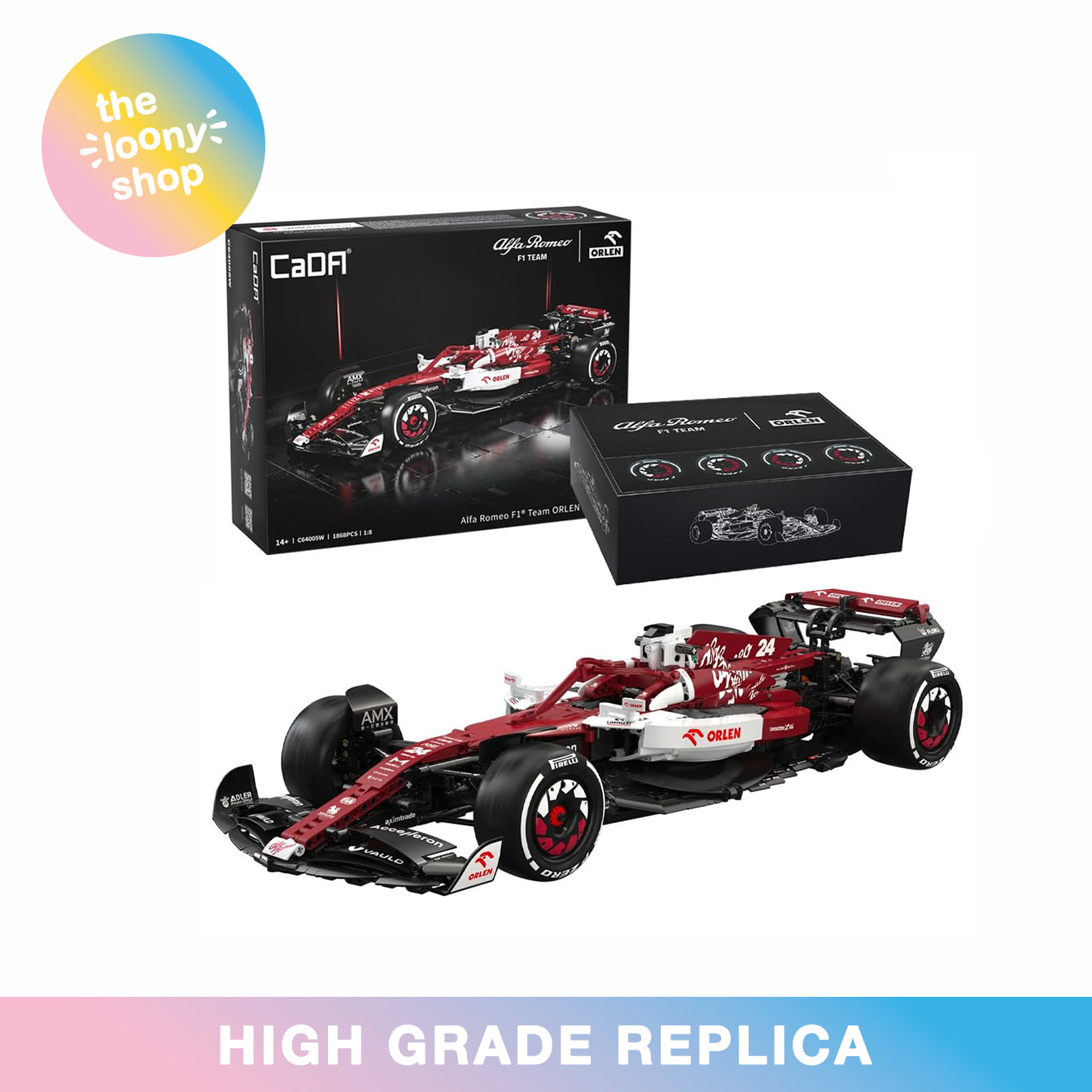 CaDA Alfa Romeo F1 Team Orlen C64005W – 1:8 Large-Scale Formula Display Set (1868pcs, Official Box)