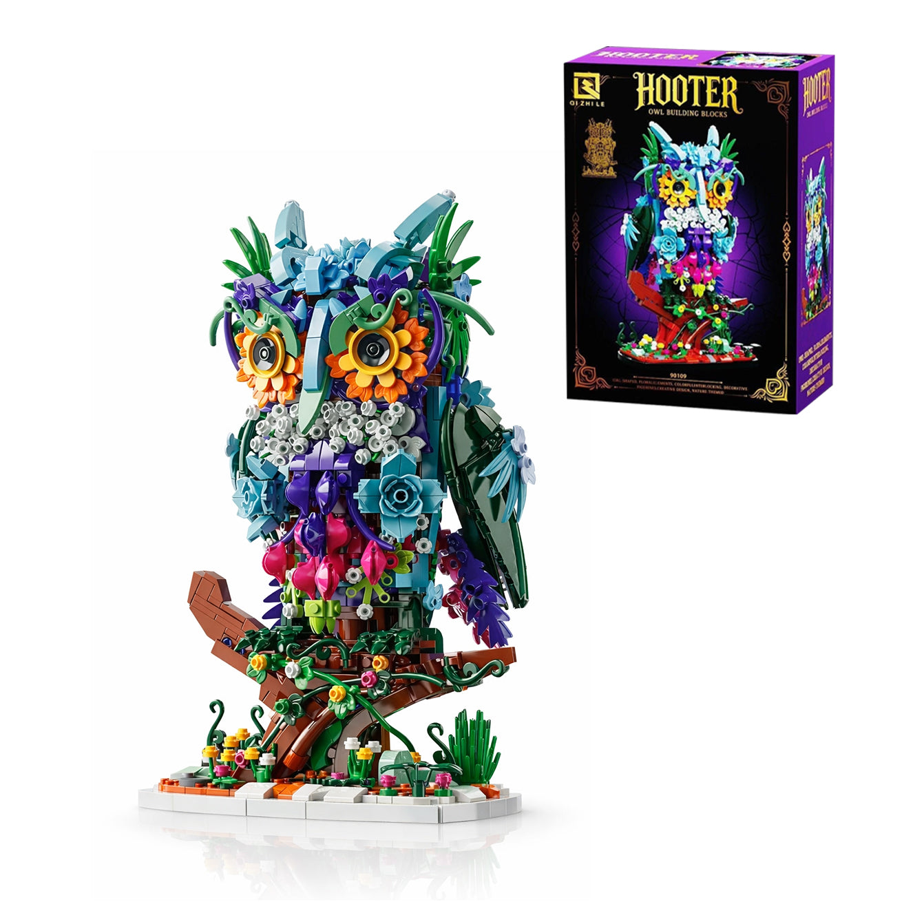 90109 MOC Hooter Owl Building Blocks 1358pcs Botanical Collection