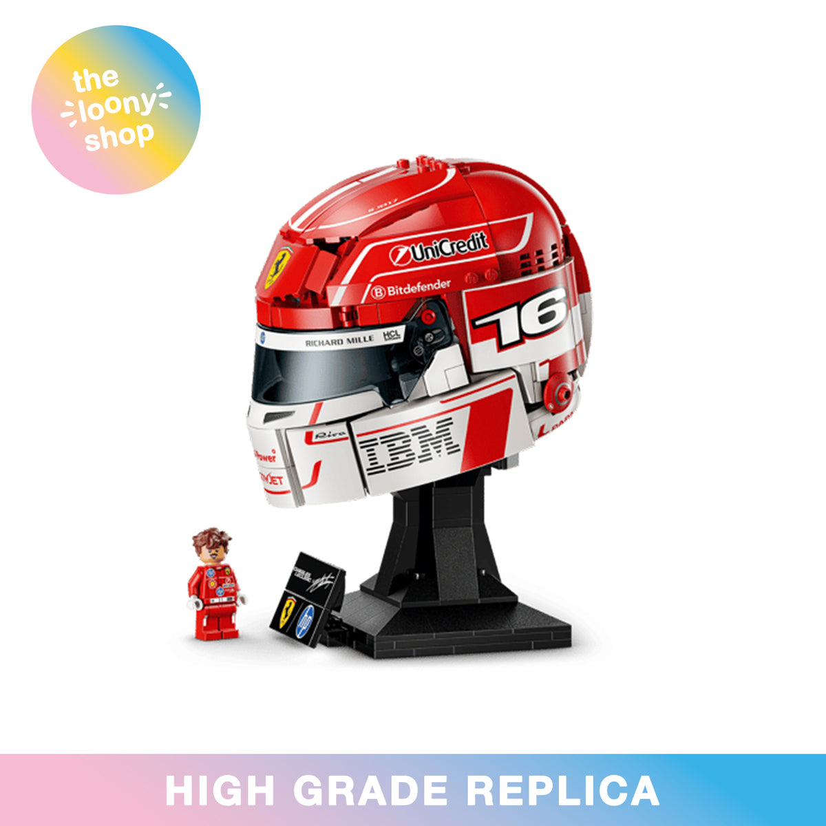 43014 MOC Scuderia Ferrari HP Charles Leclerc Helmet Building Blocks Editions 886pcs Boxed Edition