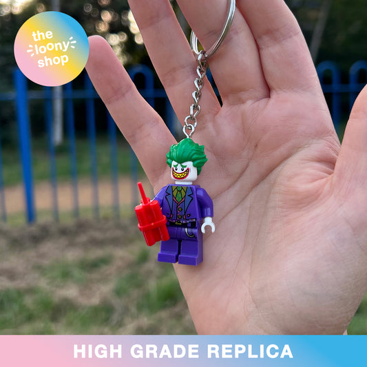 Joker Inspired Minifigure Keyring MOC Brick Keychain