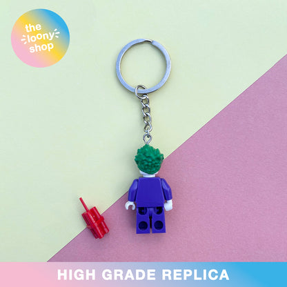 Joker Inspired Minifigure Keyring MOC Brick Keychain