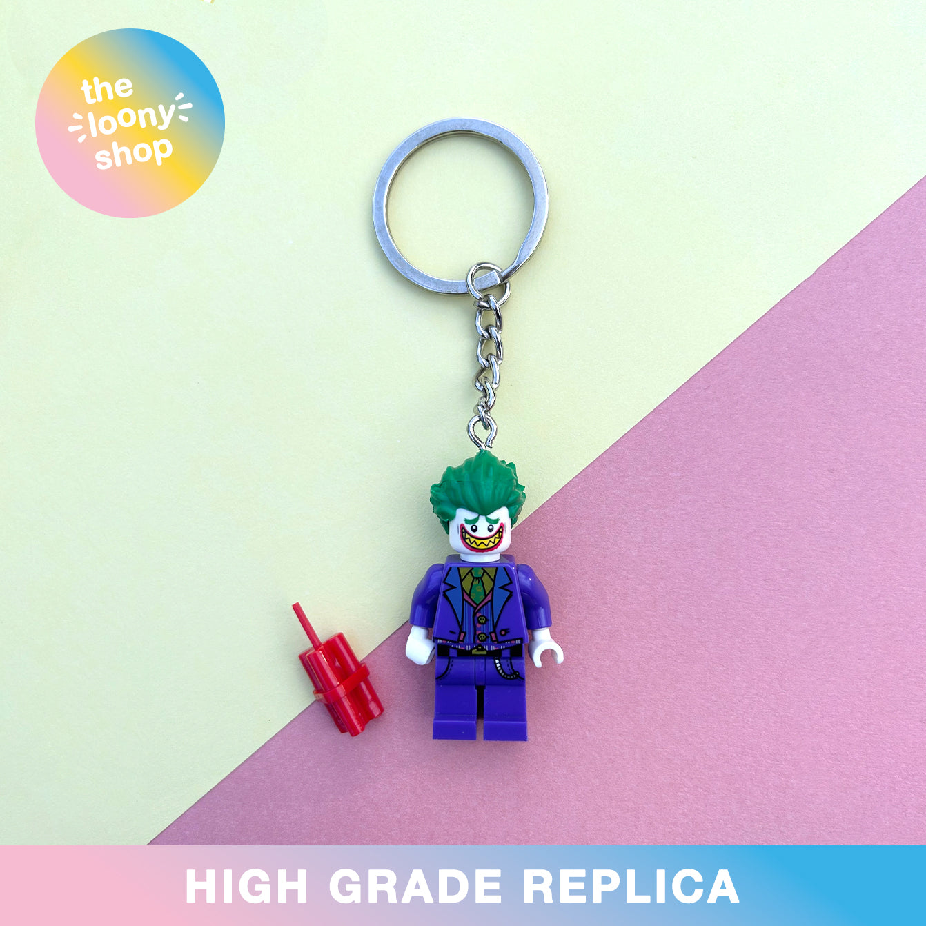Joker Inspired Minifigure Keyring MOC Brick Keychain