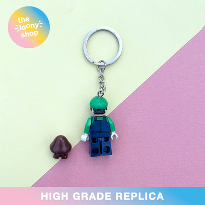 Luigi Inspired Minifigure Keyring MOC Brick Keychain