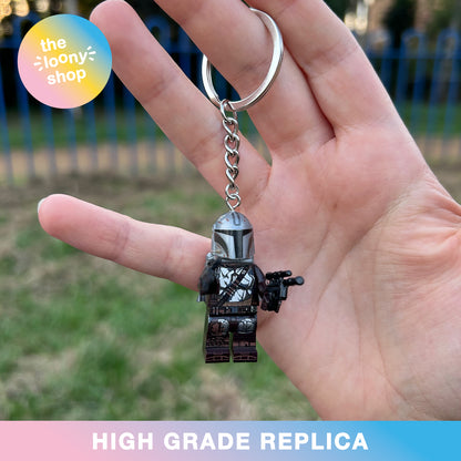 Mandalorian Inspired Minifigure Keyring MOC Brick Keychain