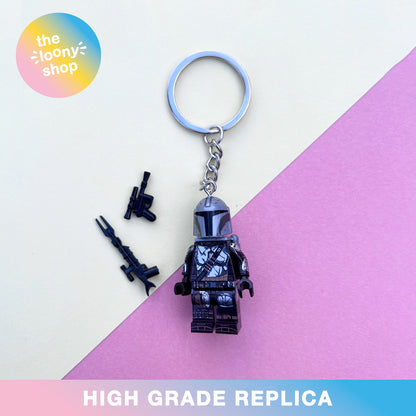 Mandalorian Inspired Minifigure Keyring MOC Brick Keychain