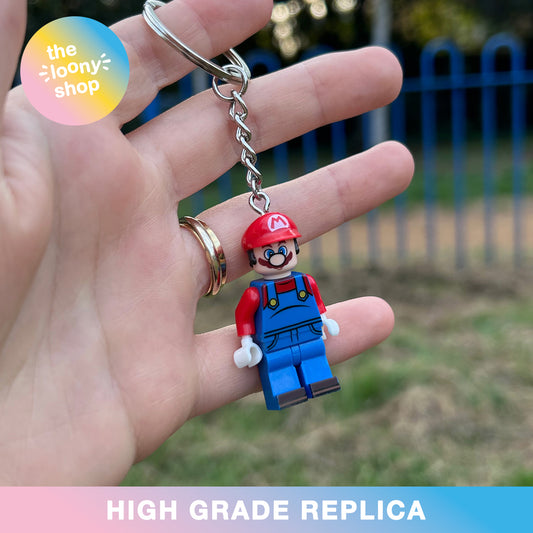 Original Mario Inspired Minifigure Keyring MOC Brick Keychain