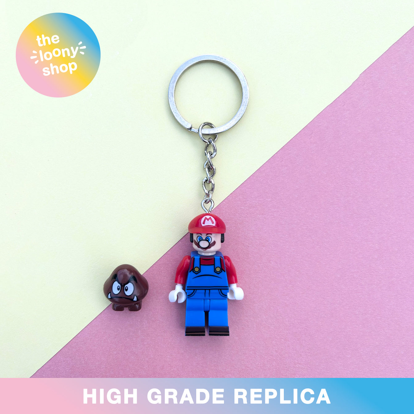 Original Mario Inspired Minifigure Keyring MOC Brick Keychain