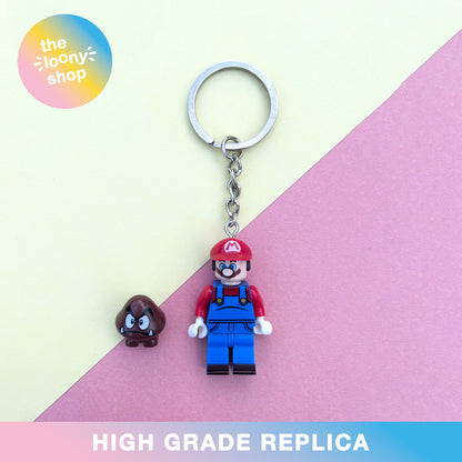 Original Mario Inspired Minifigure Keyring MOC Brick Keychain