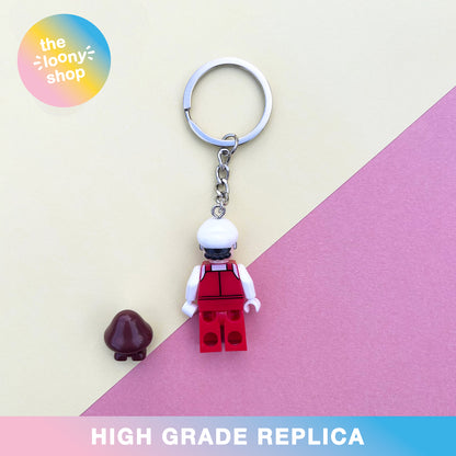 Fire Mario Inspired Minifigure Keyring MOC Brick Keychain