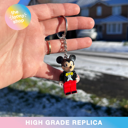 Mickey Mouse Inspired Minifigure Keyring MOC Brick Keychain