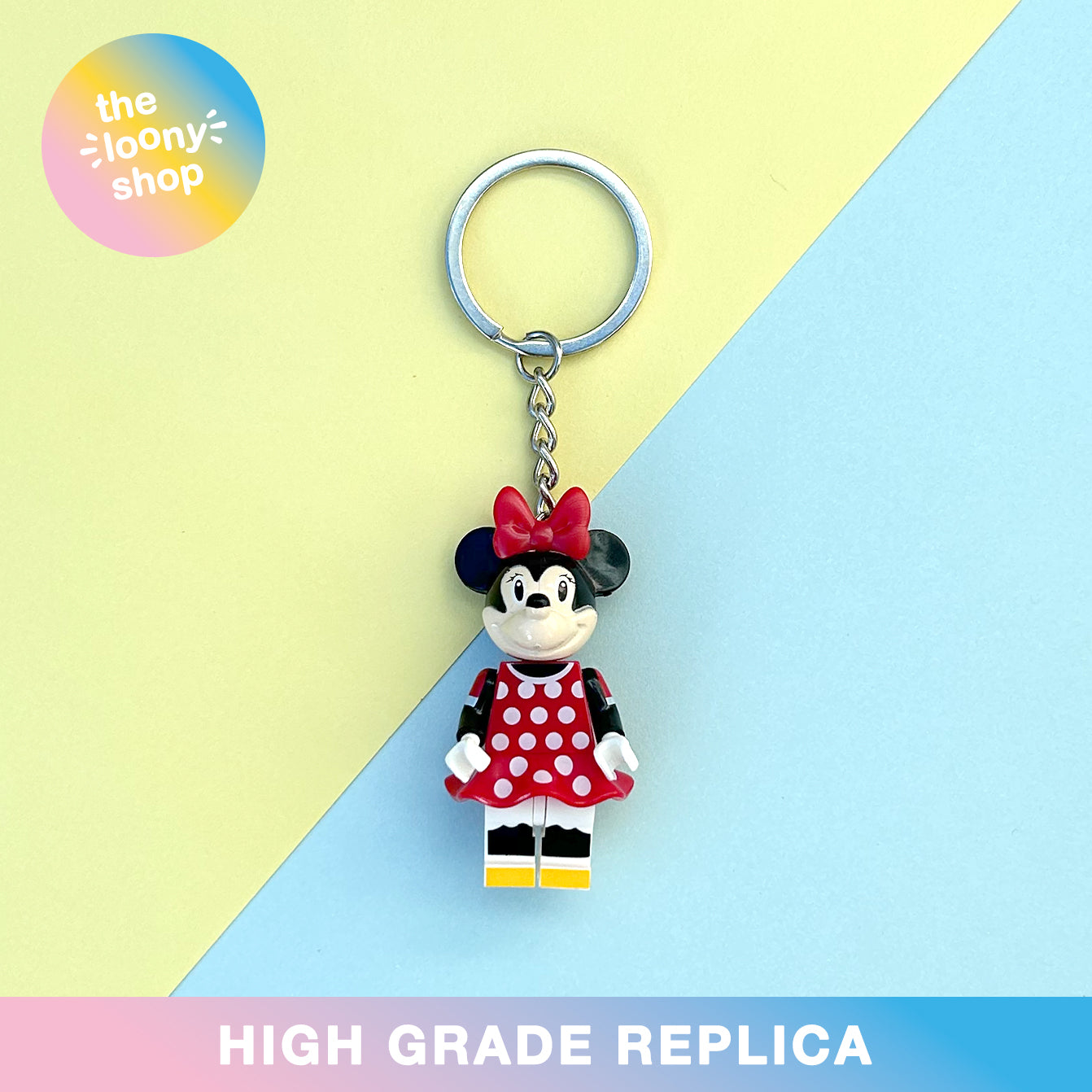 Minnie Mouse Inspired Minifigure Keyring MOC Brick Keychain