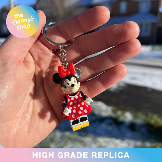 Minnie Mouse Inspired Minifigure Keyring MOC Brick Keychain