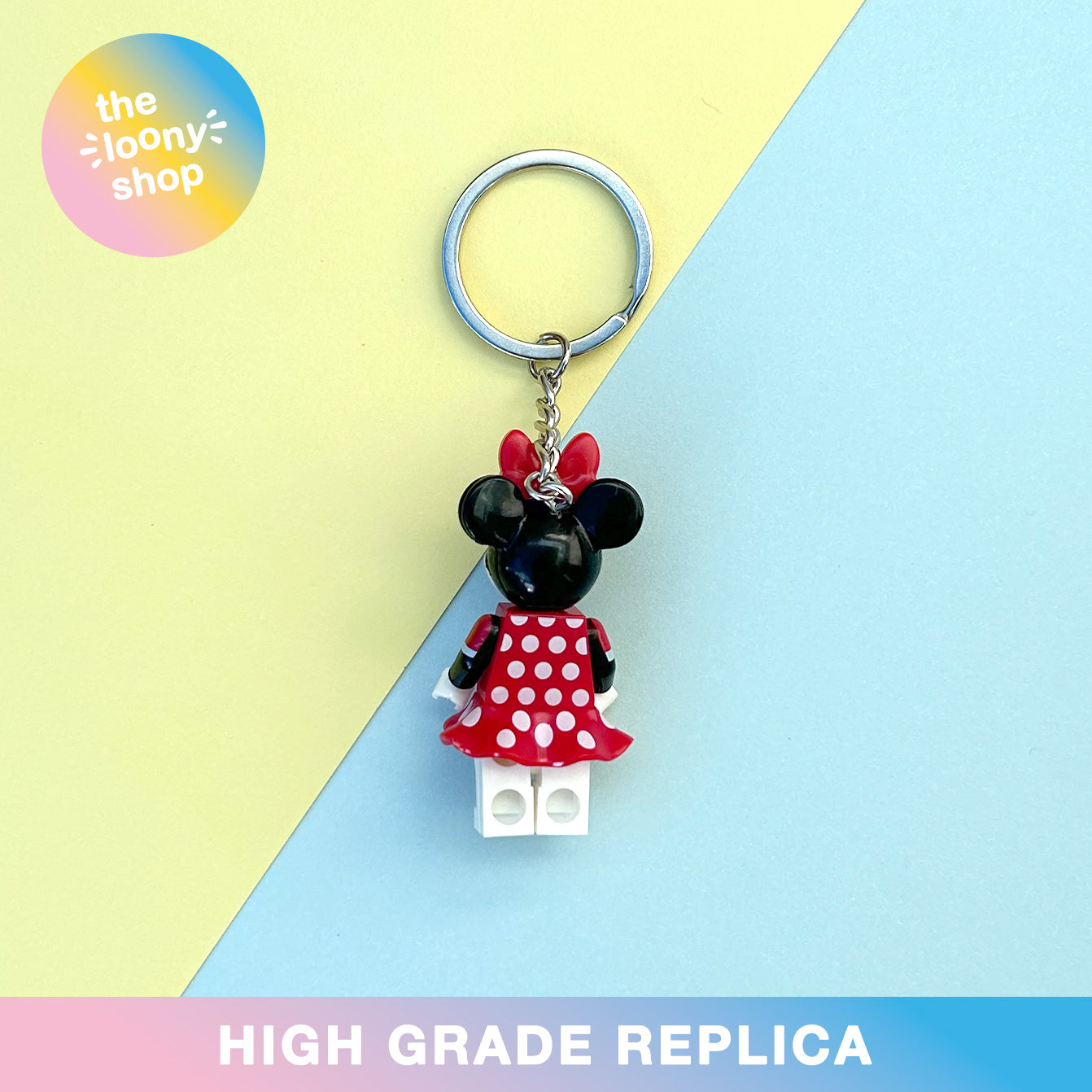 Minnie Mouse Inspired Minifigure Keyring MOC Brick Keychain