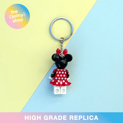 Minnie Mouse Inspired Minifigure Keyring MOC Brick Keychain