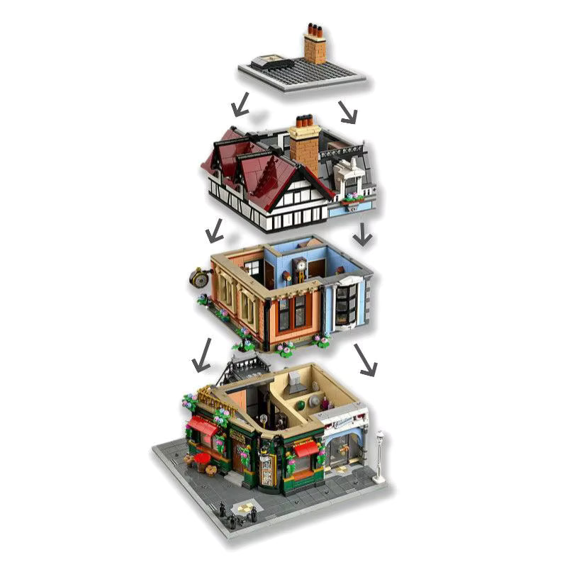 10350 MOC Tudor Corner with 8 Mini Figures Building Blocks Icons 3266pcs