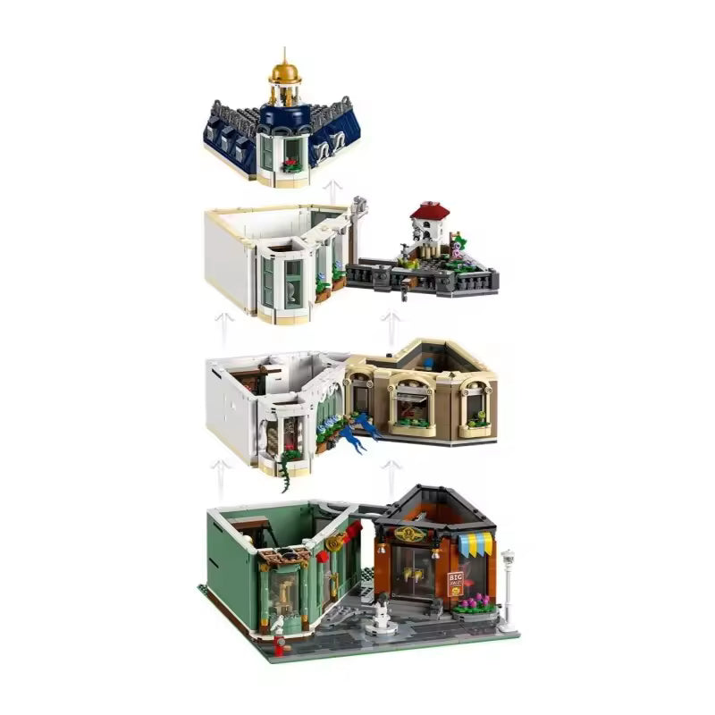 11371 MOC Shopping Street with 7 Mini Figures Building Blocks Icons 3456pcs