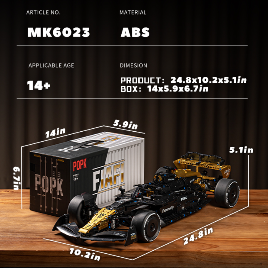 MK6023 MOC APXGP F1 "Black Gold" Racing Car Building Blocks Technic 1969pcs Boxed Edition