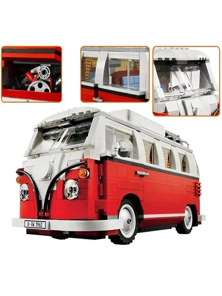10220 MOC Volkswagen T1 Camper Van Building Blocks Creator Expert 1334pcs