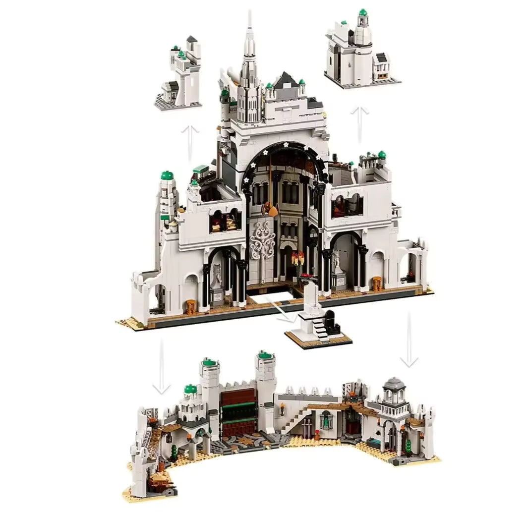 11377 MOC The Lord of the Rings: Minas Tirith with 10 Mini Figures Building Blocks LOTR 8278pcs