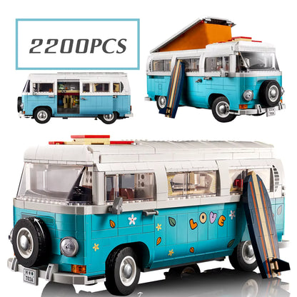 10279 MOC Volkswagen T2 Camper Van Building Blocks Icons 2207pcs