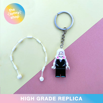 Gwen Stacy Inspired Minifigure Keyring MOC Brick Keychain