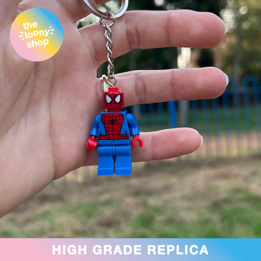 Spiderman Inspired Minifigure Keyring MOC Brick Keychain
