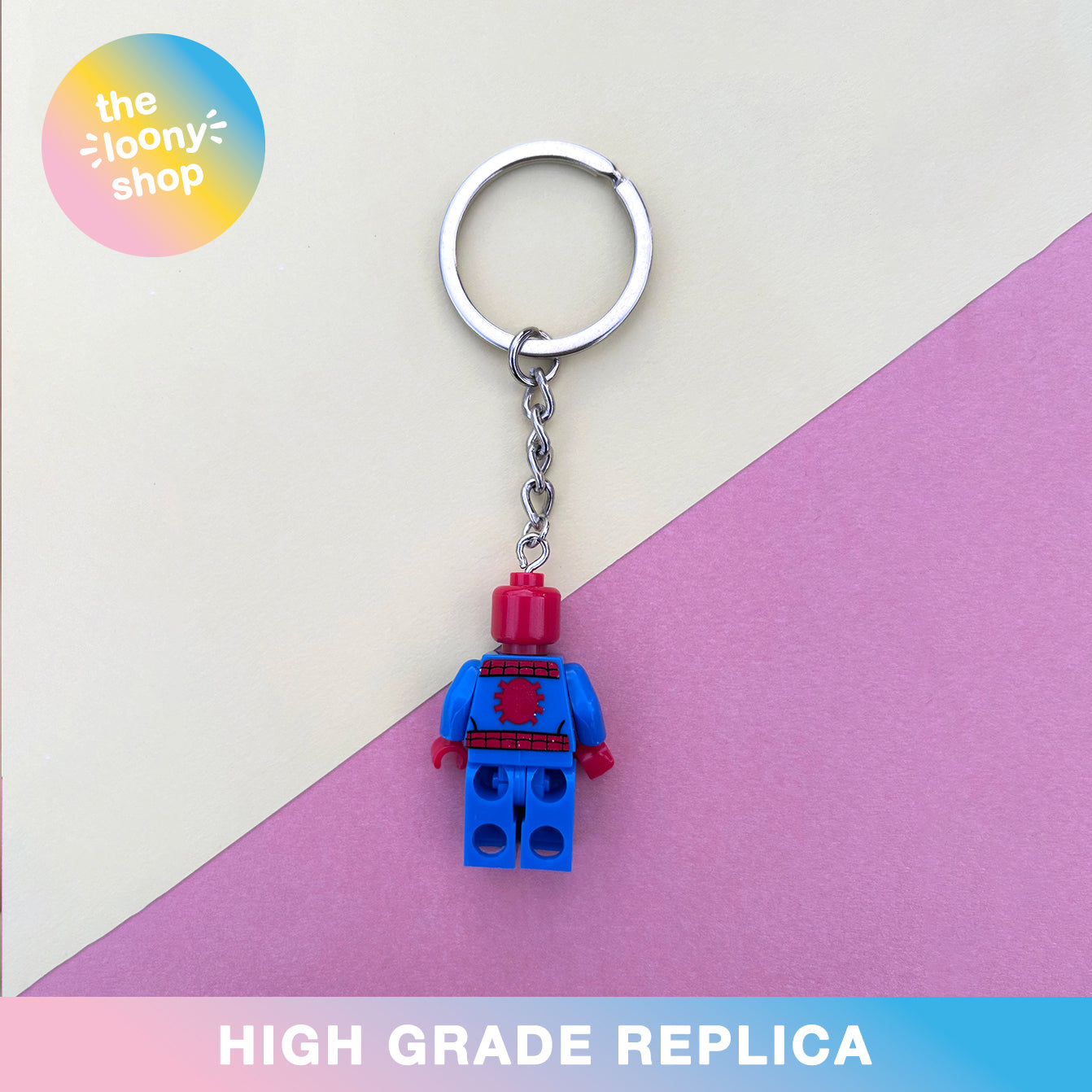 Spiderman Inspired Minifigure Keyring MOC Brick Keychain
