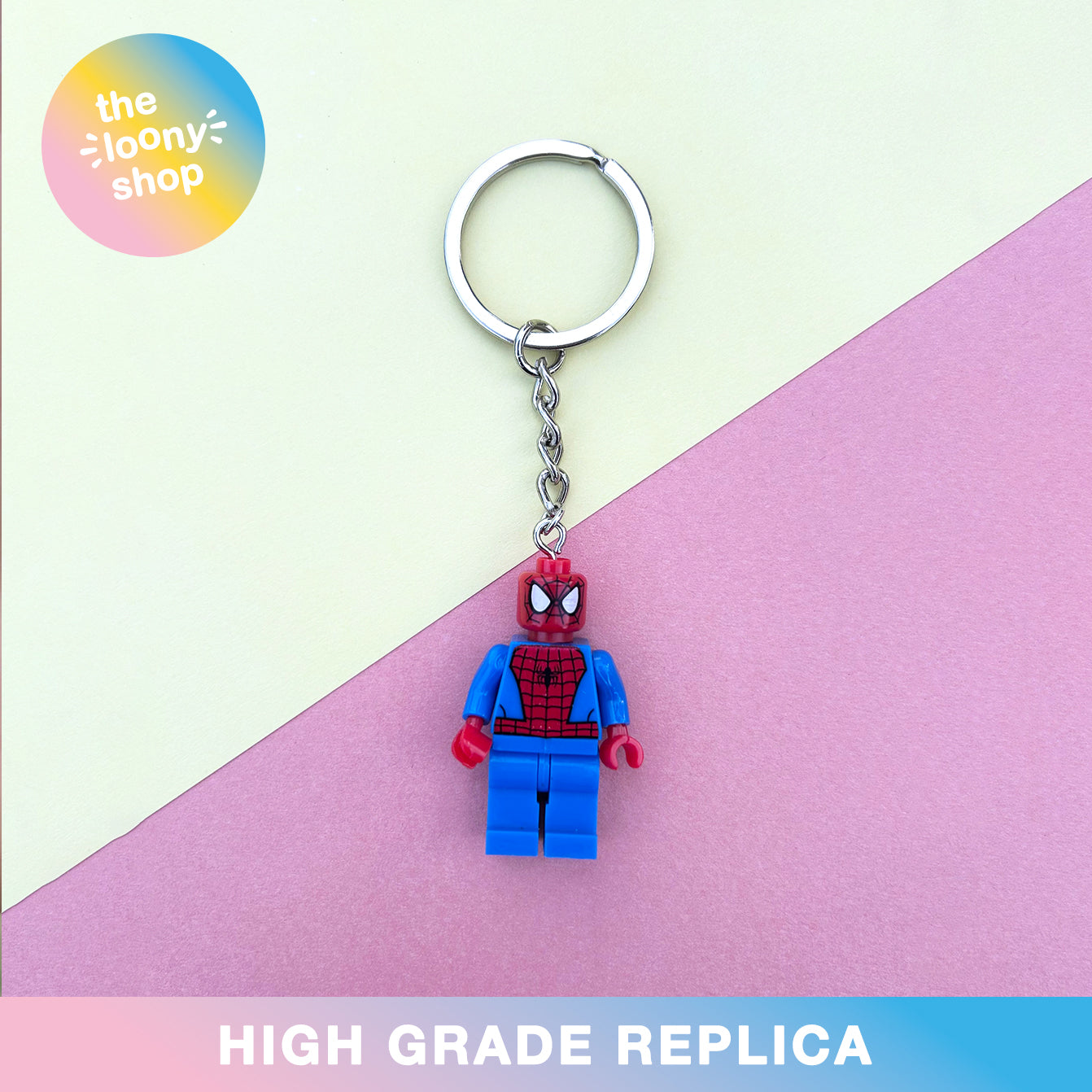 Spiderman Inspired Minifigure Keyring MOC Brick Keychain