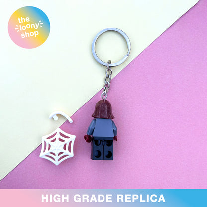 Hooded Miles Morales Inspired Minifigure Keyring MOC Brick Keychain